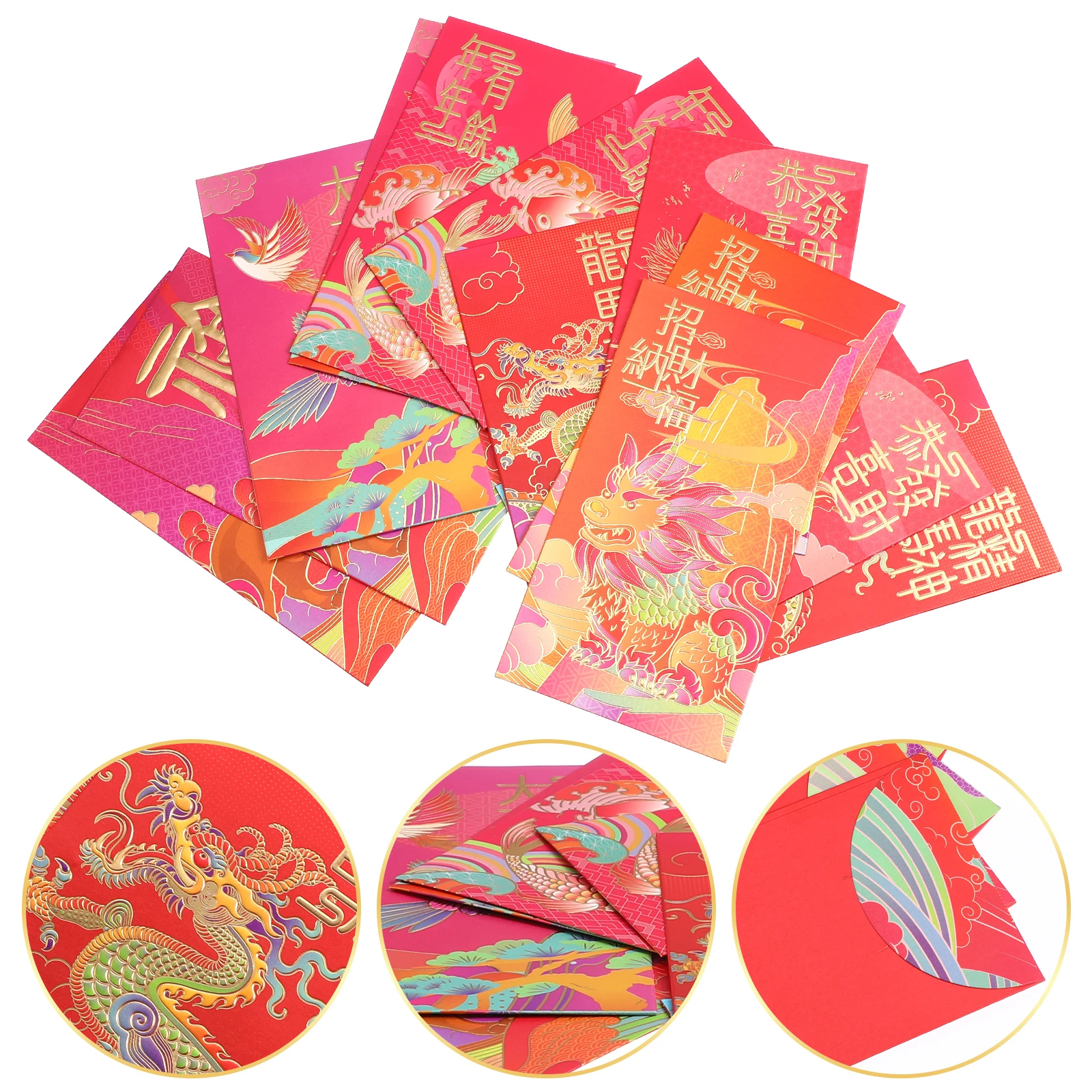 

12 Pcs Lunar New Year Decorations Creative Red Envelope Money Bag Packets Wallet