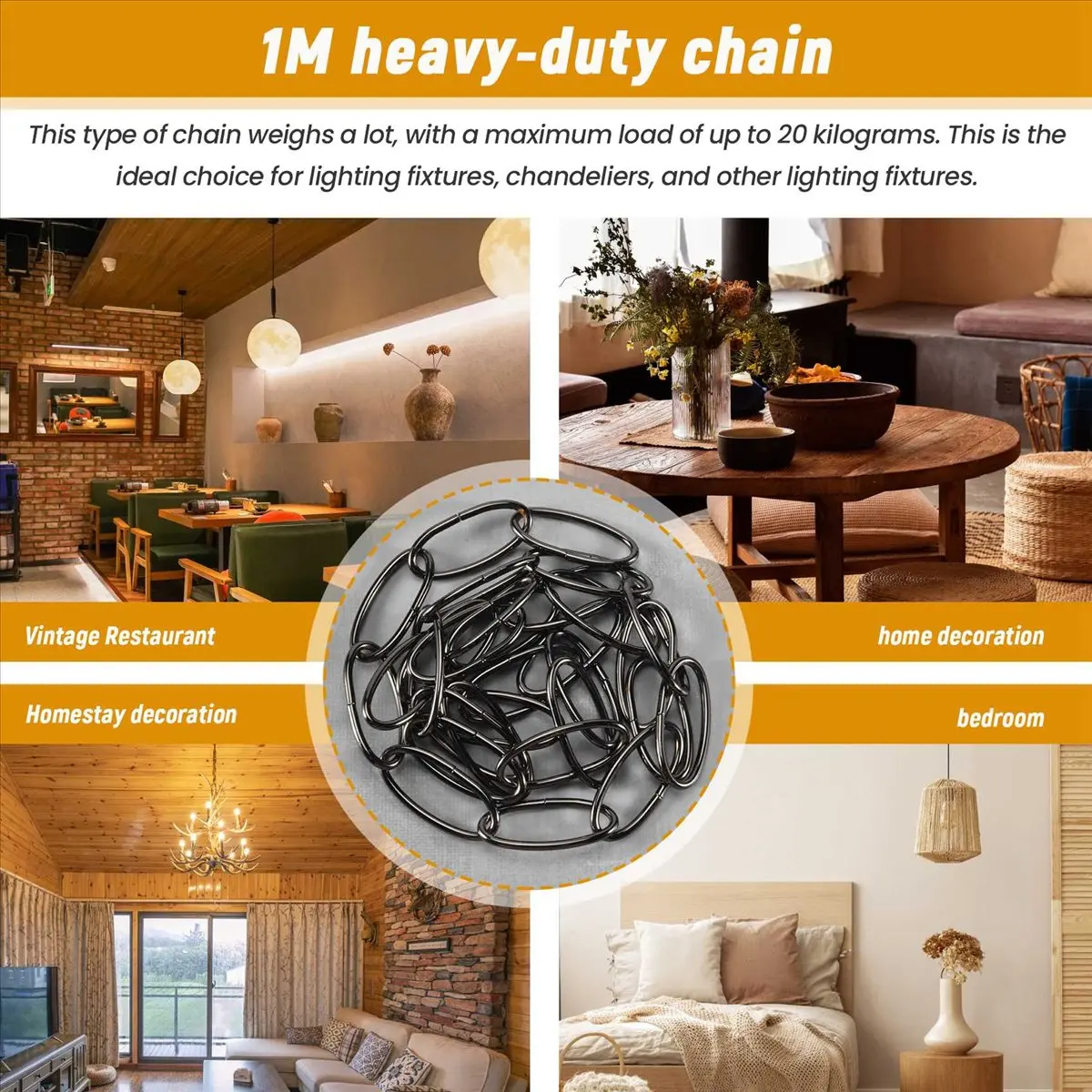 Top Rated-1M Heavy Duty Chain For Vintage Chandelier Hanging Lamp,Pearl black