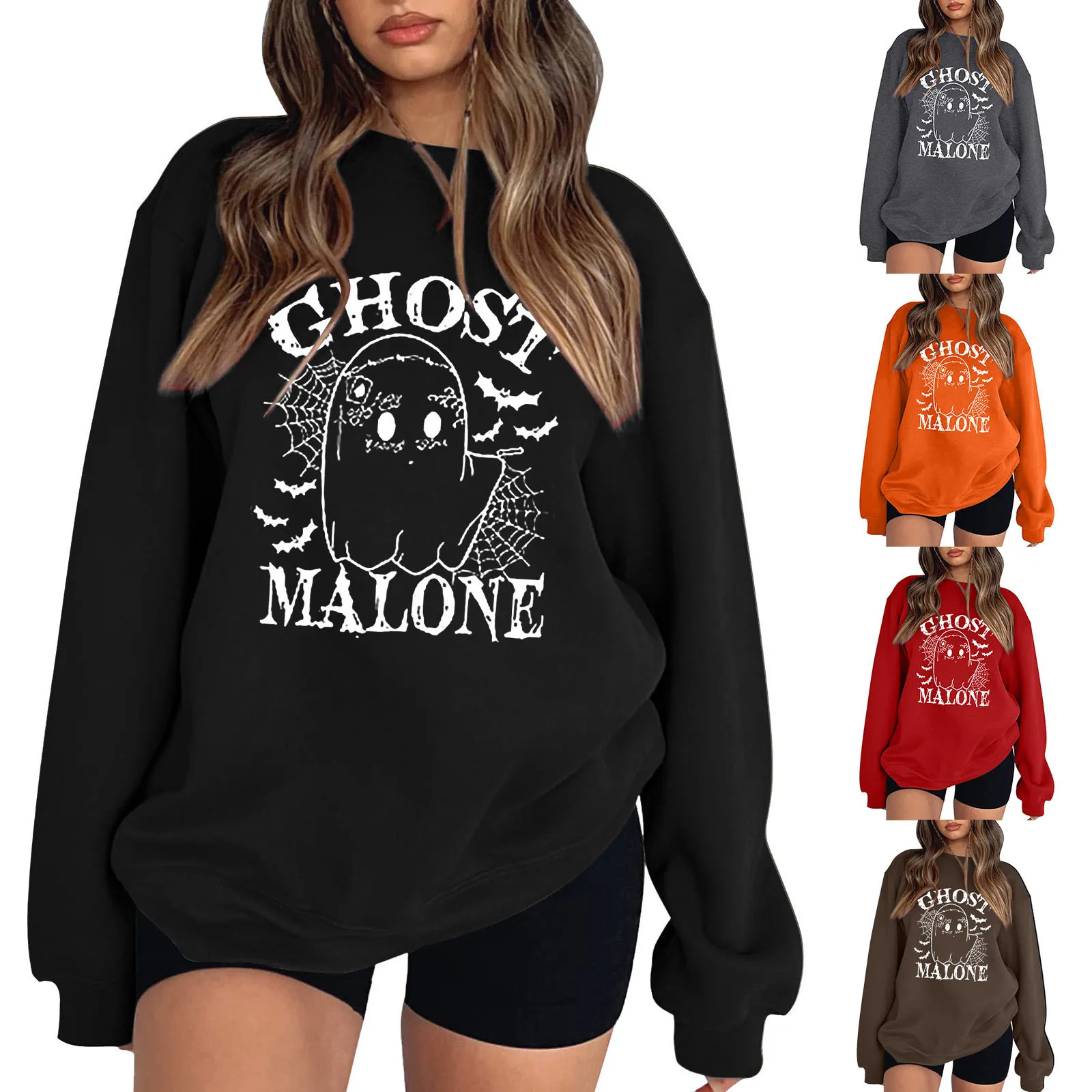 

GHOST Sweatshirt Funny Halloween Women Crewneck Long Sleeves Pullover Fashion Y2k Aesthetic Ghostface Shirt Ladies Loose Tops