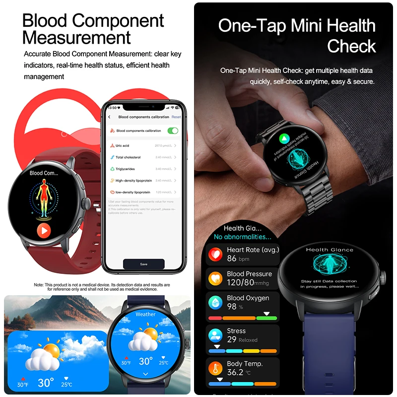 2026 New AI Smart ECG+PPG Watch Men Blood Lipid Uric Acid Blood Pressure Bluetooth Call Heart Rate Health Analyse Smart watch