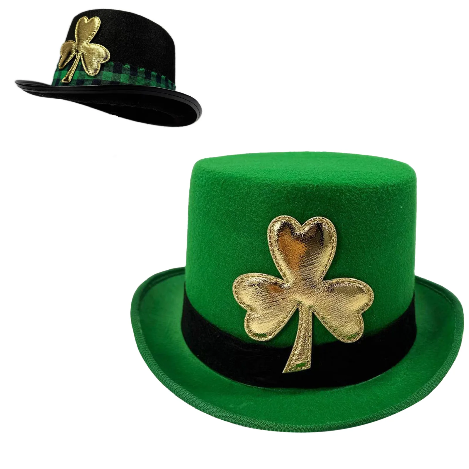 St Patrick Day Green Leprechaun Gold Shamrock Top Hat pour Fancy Ball Festival Fêtes Robe Accessoire pour Femmes Hommes