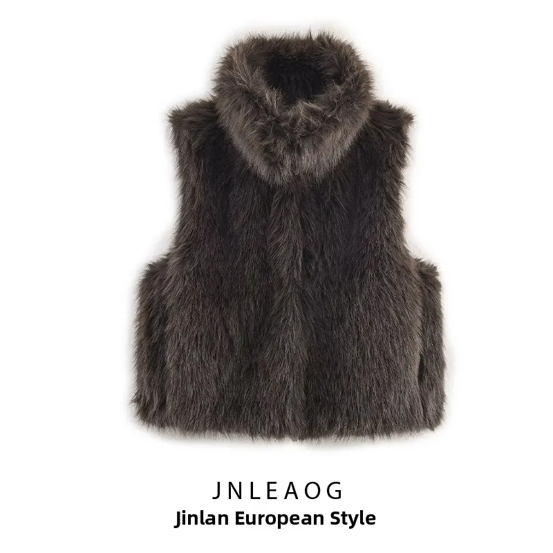 

Faionable Artificial Fur Vest JNLEAOG Women's Autumn New Sle ort Polyester Outerwear No Brand Chest Pad Available