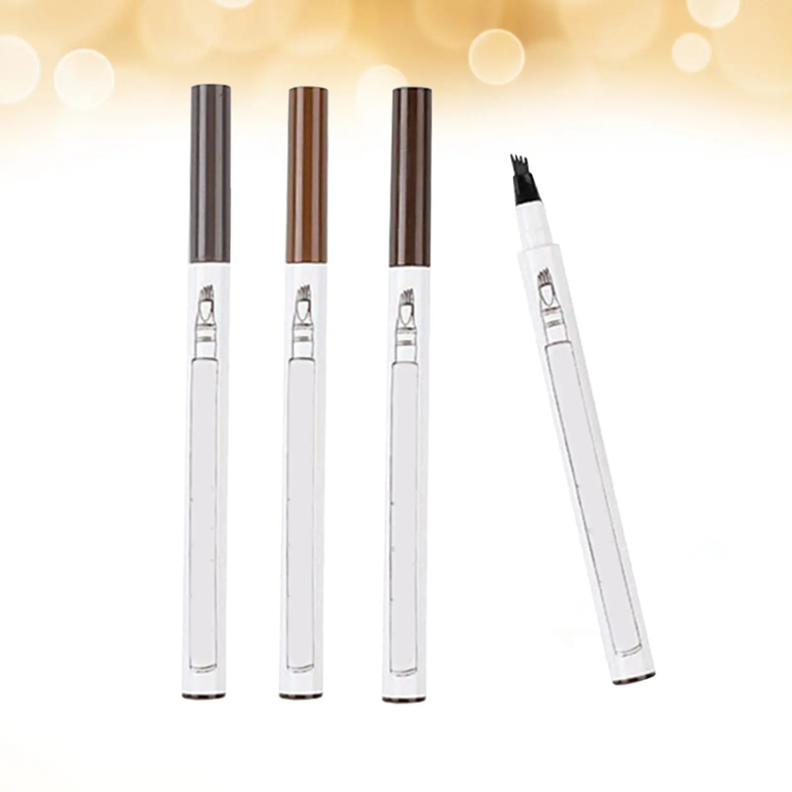 4Pcs Liquid Eyebrow Pen Four-Pronged Fine Tip Natural Hair-Like Waterproof Sweat-Proof Long-Lasting Makeup Tool for Women