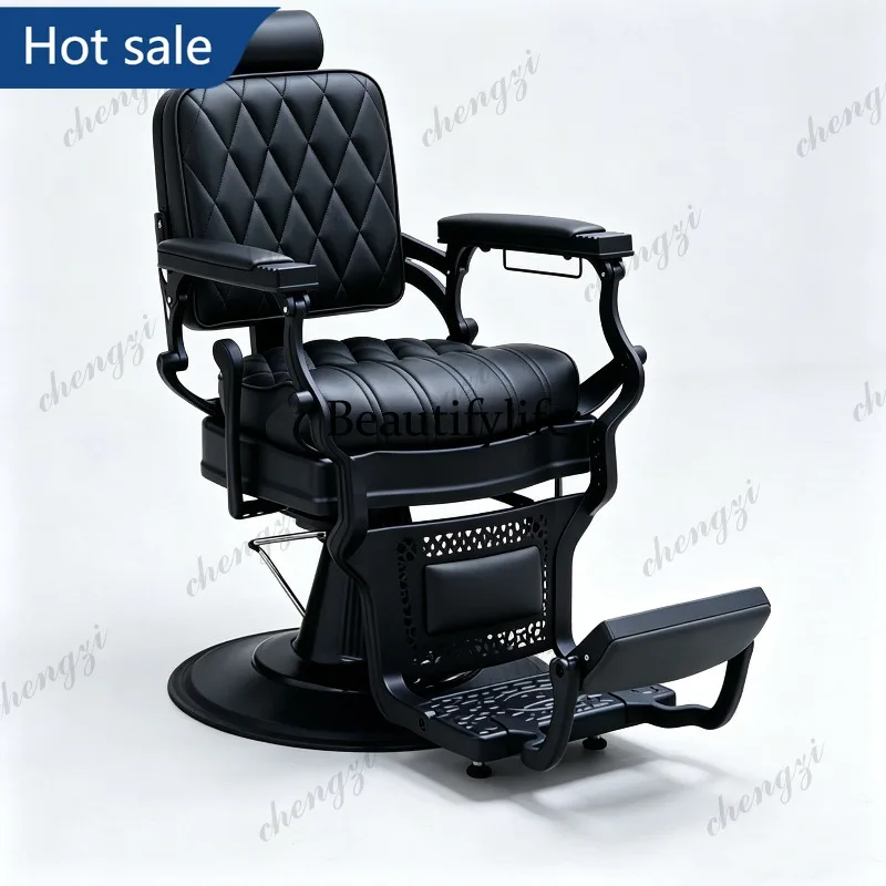NQ52   new men's retro oil head chair can be reclined barber shop hair salon special hair cutting and shaving