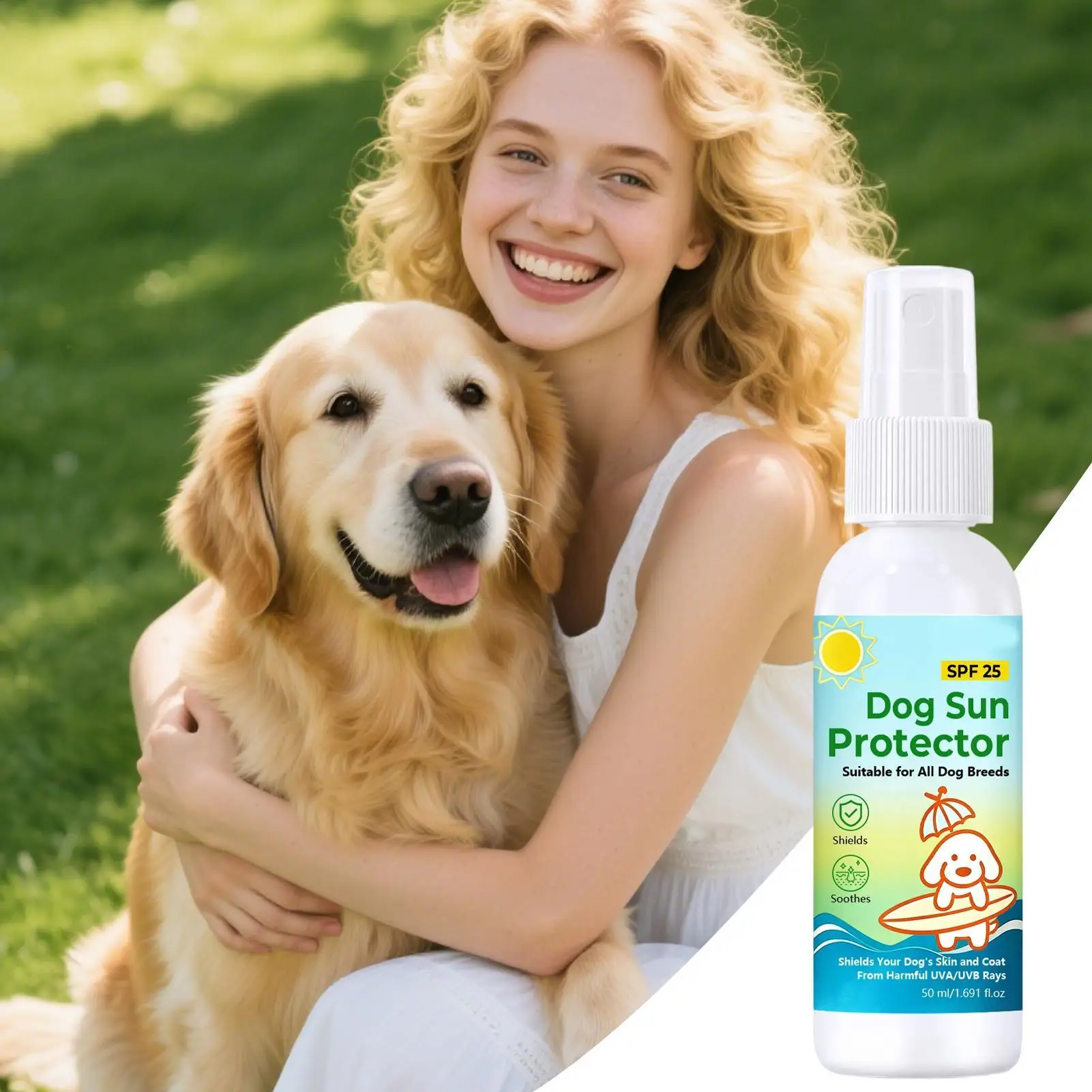 50ml Dog Sunscreen Spray SPF 25 UV Defense Body Sun Protection for Outdoor Beach Camping Hiking Park Backyard Travel