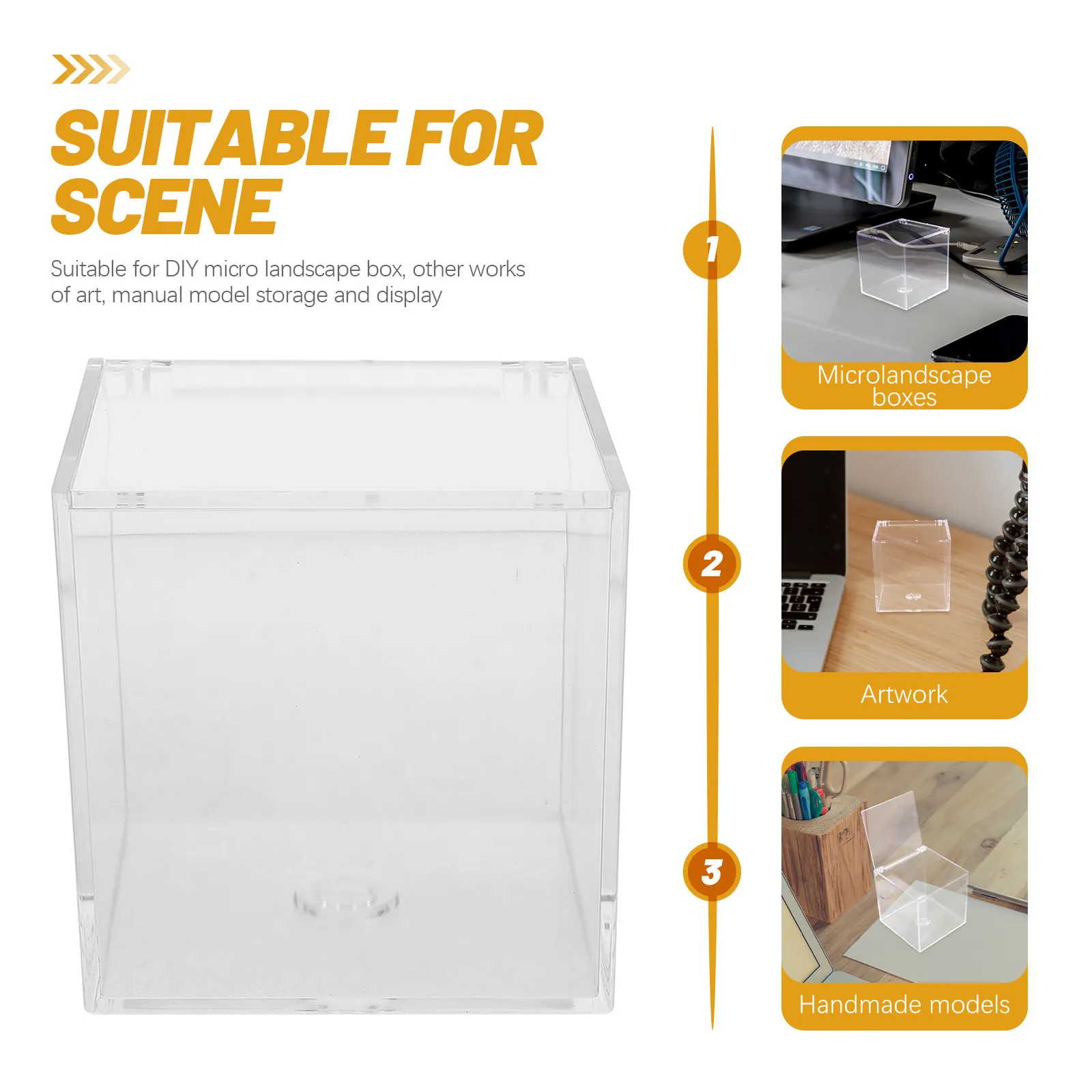 Acrylic Transparent Display Box Clear Storage Organizer for Desktop Paperclips Holder Exhibition Collection Showcase Display Box