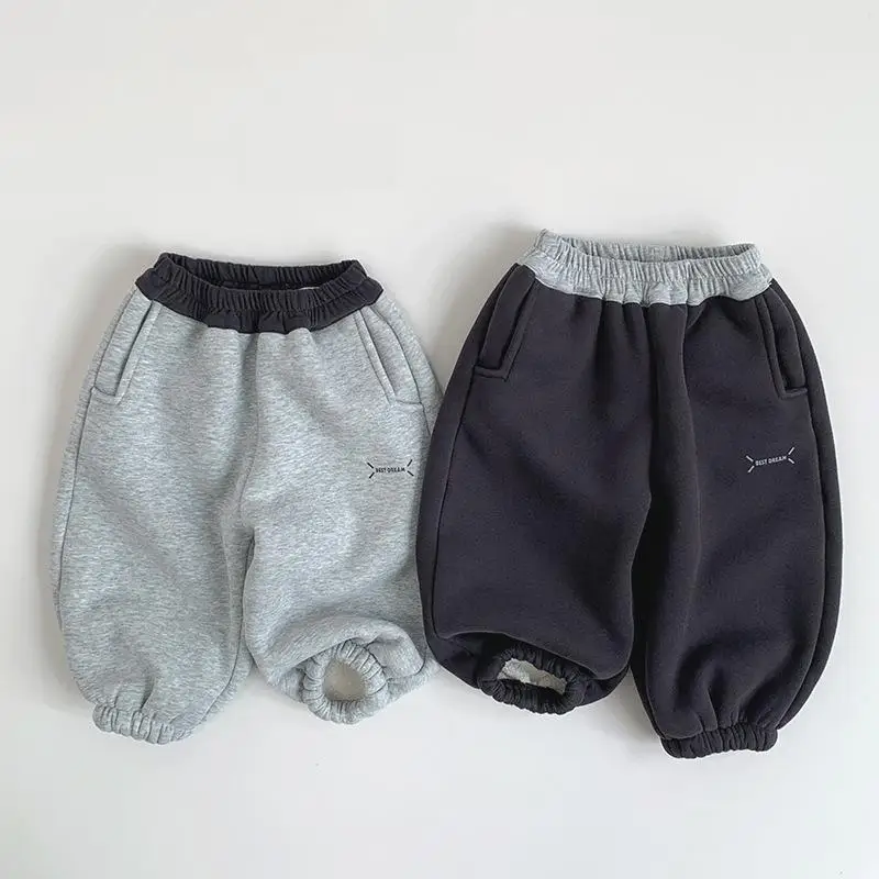 

Plus Velvet Thick Girls Warm Pants Cotton Kids Casual Pants 2025 Winter New Children Fleece Sweat Pants Boys Versatile Trousers