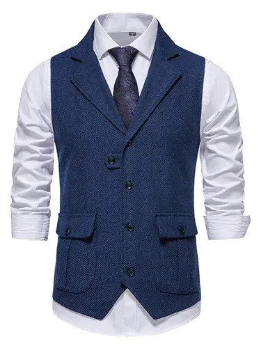 Imagen 2 del producto Chaleco elegante en espiga para hombre, para banquetes de negocios y bodas, chaleco informal elegante y cómodo para hombre
