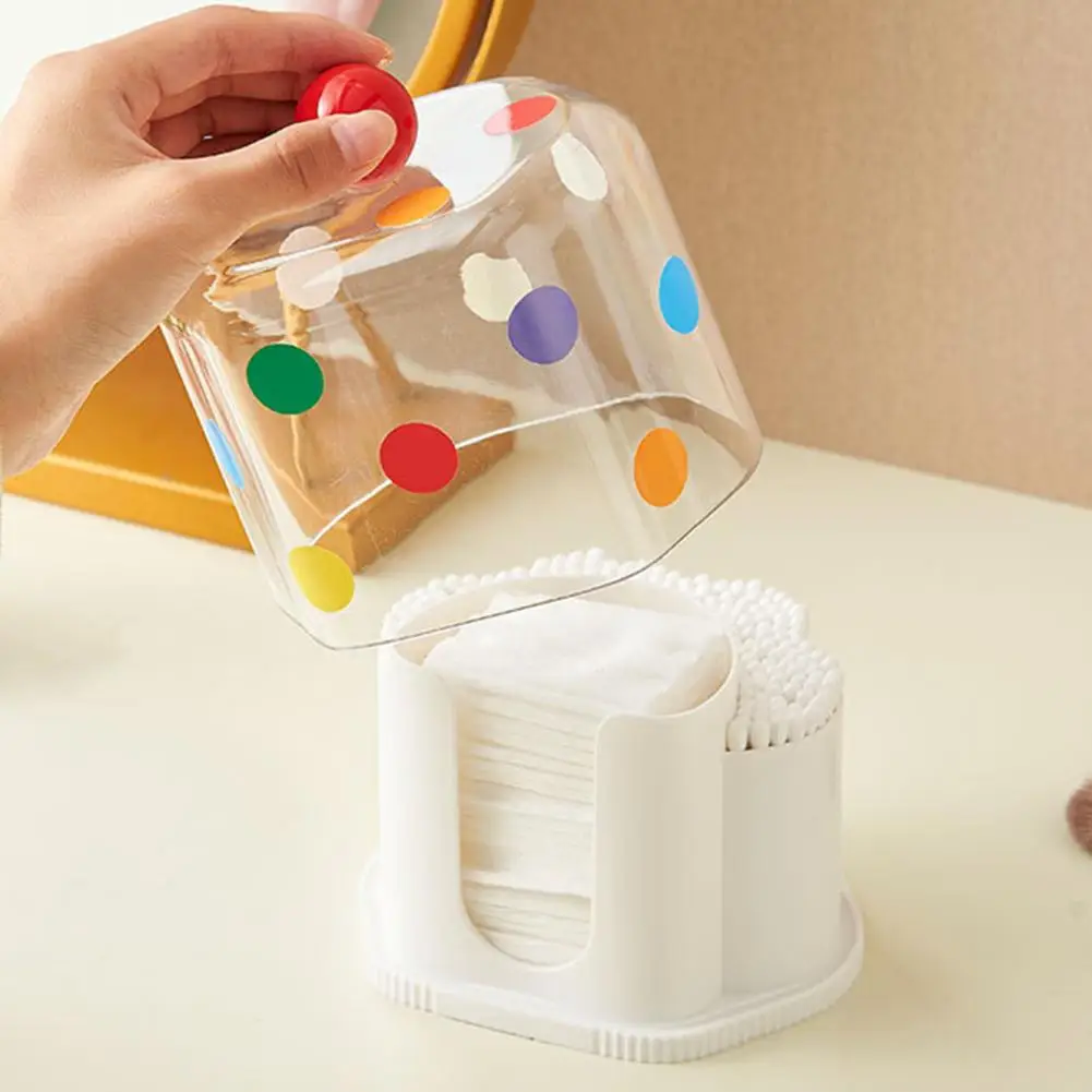 Dust-proof Container Capacity Cotton Ball Holder Transparent Cosmetic Storage Case Dustproof Cotton Pad Dispenser Swabs
