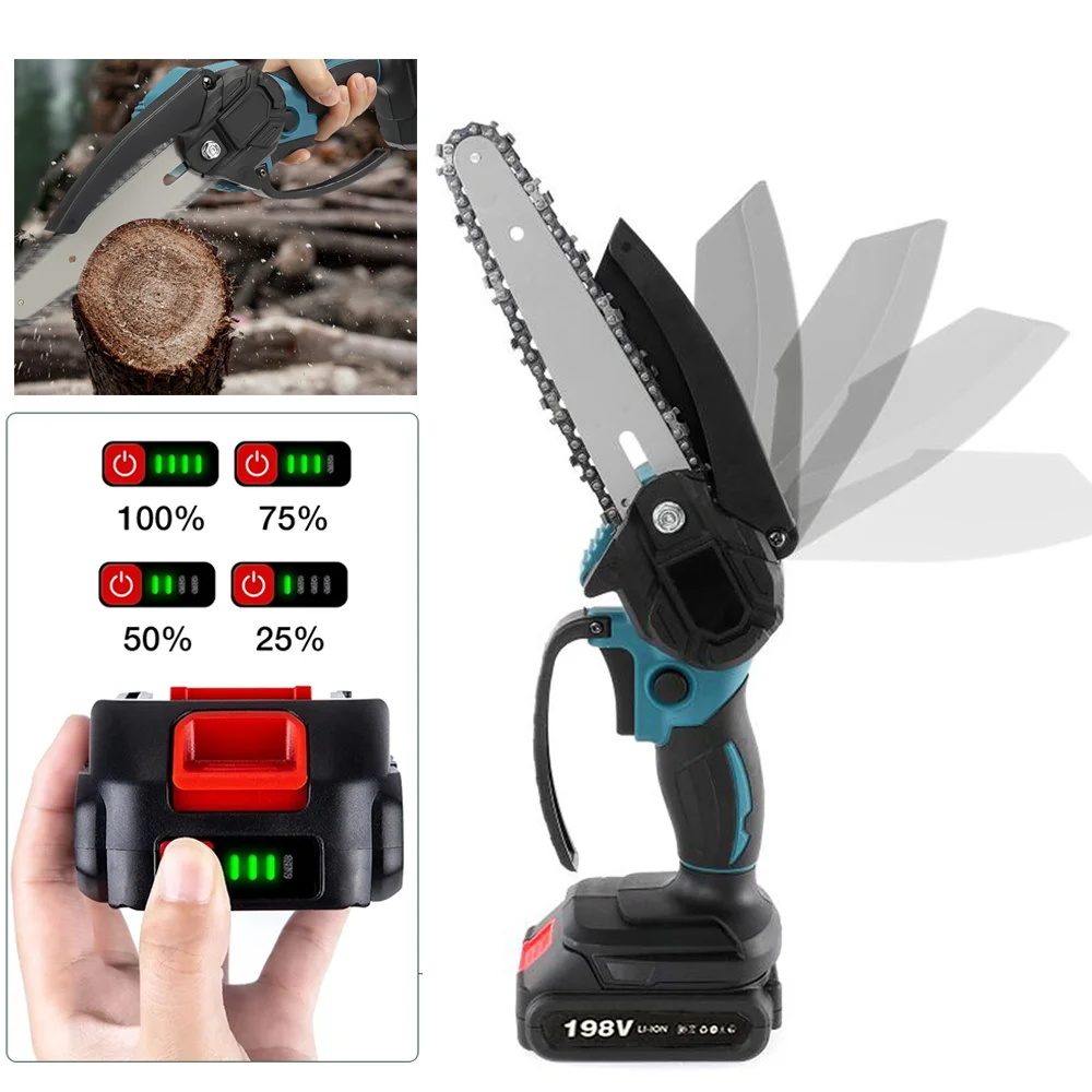 6 Inch Electric Chain Saw Brushless Motor Battery Woodworking Pruning ChainSaw Garden Logging Power Tool for Makita 18V Battery