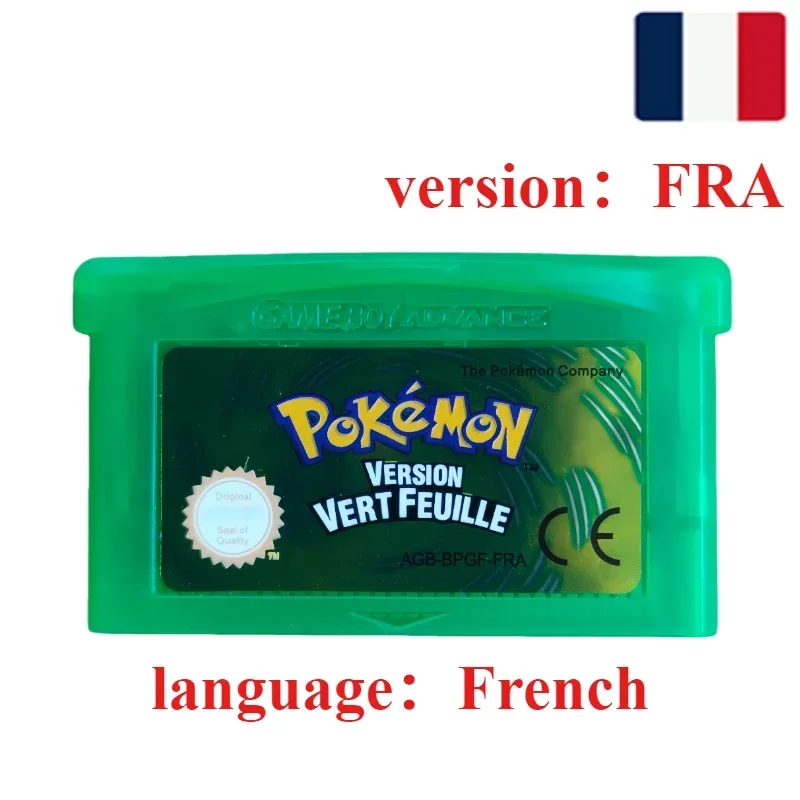 Pokemon-Serie Emerald FireRed Leafgreen Ruby Sapphire 5 Versionen GBA-Spiel in Box für 32-Bit-Videospielkonsole
