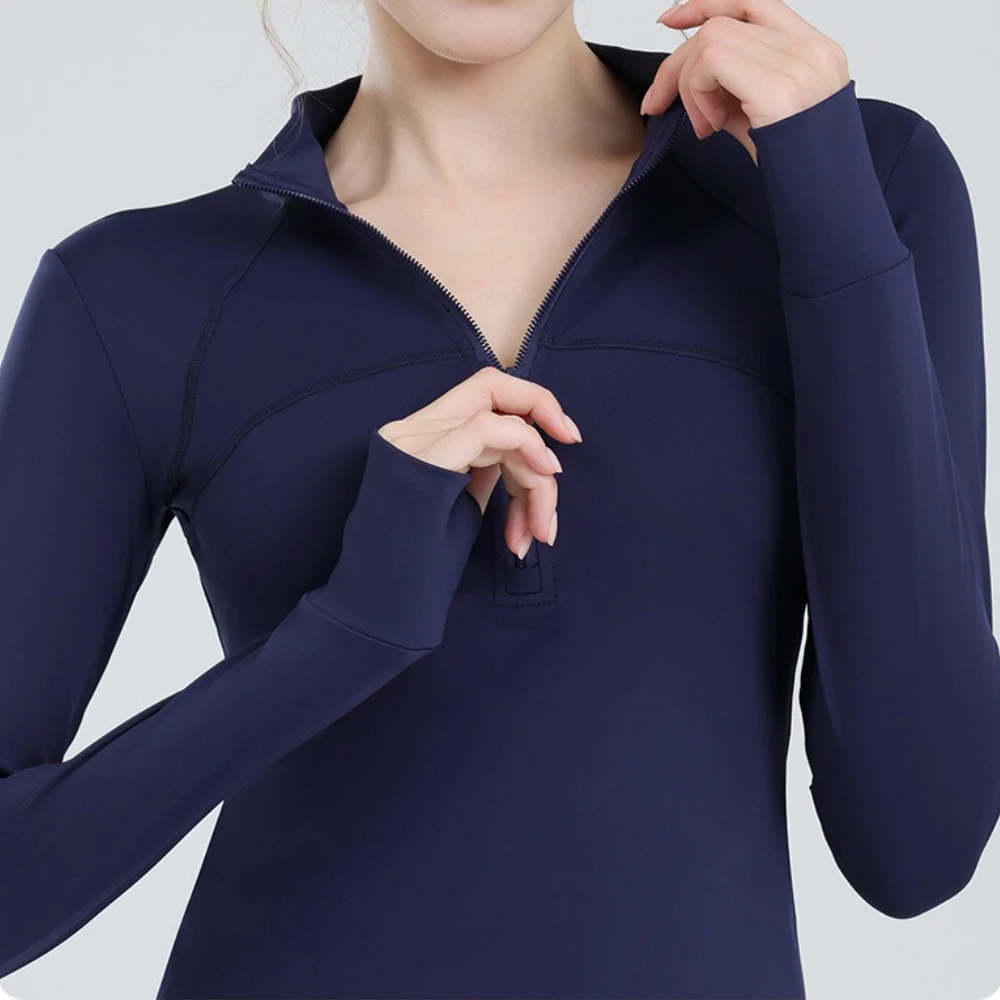 Winter Warm Fleece Yoga Shirts Women's Half Zipper Long Sleeve Quick Dry Outdoor Running Sports T-Shirt Gym Fitness Exercise Top