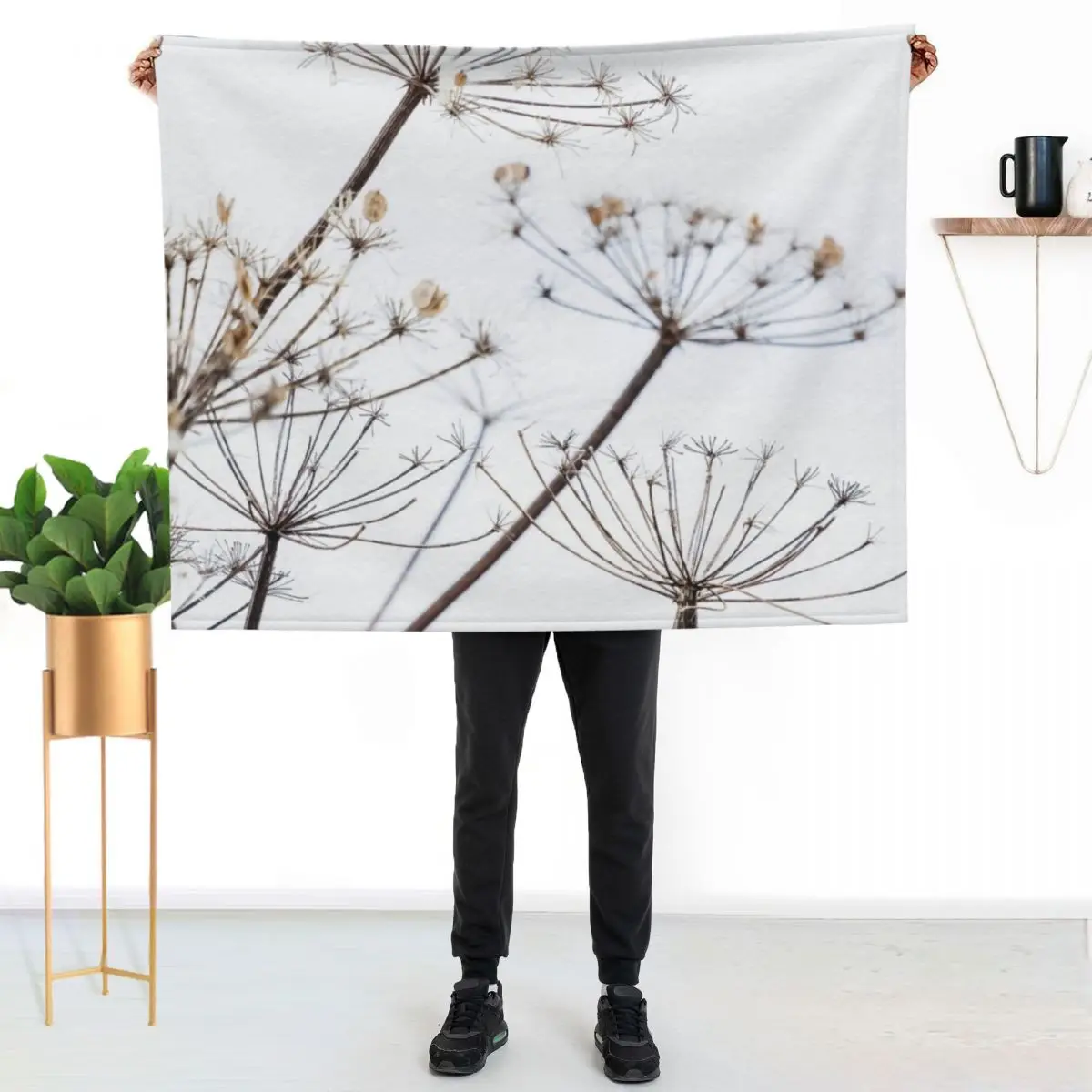 Dried Cow Parsley Seed Heads Throw Blanket Decorative Beds Luxury Throw Sofa Quilt Bed linens Decoratives wednesday Blankets