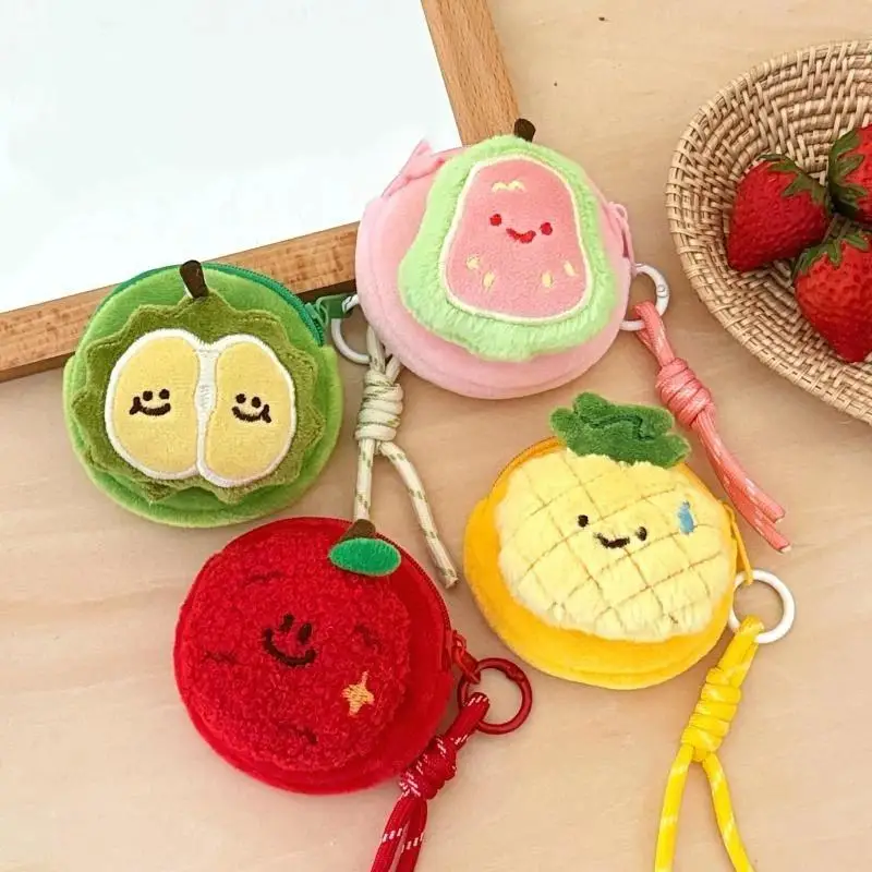 Cute Fruit Coin Purse 1Pc Hanging Rope Pendant Mini Pouch for Headphone Key Storage Bag Decor Gift