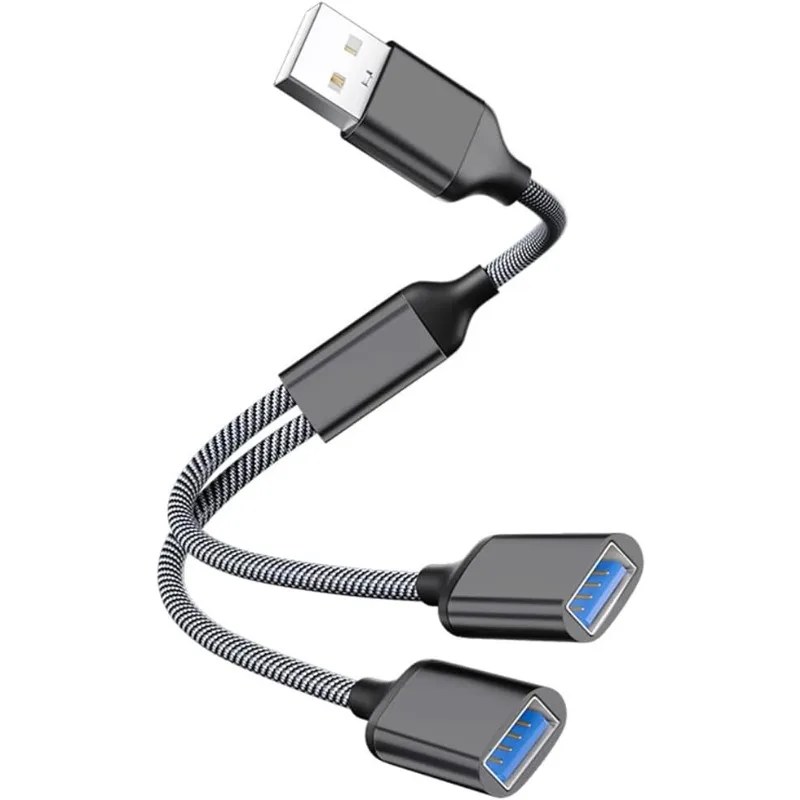 1 IN 2/3 USB Splitter Cable for Charging/Data Transfer/Laptop Data Wire Adapter 28cm USB2.0 A Male To 2 USB Female Power Cord