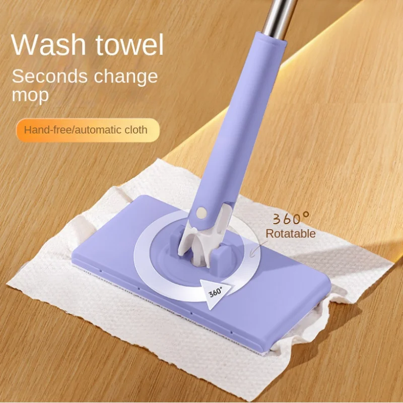 2PCSAutomatic Cloth Clipping Mop Bathroom Mop Household Cleaning Tablet Small Mop Multi-Functional Face Cloth Mop Wet and Dry Du