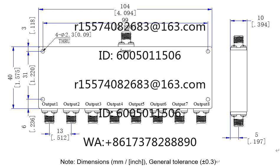 18-40G2.92-K female head 18000-40000MHz broadband one point eight high frequency microstrip eight power splitter