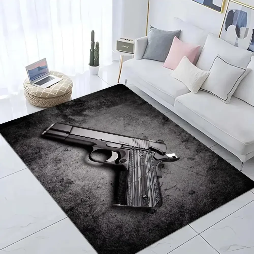 Rifle Pistol Revolver Gun AK47 Cartoon Floor Mat Bathroom Mat Kids Room Bedroom Decoration Balcony Anti-Slip Doormat Living