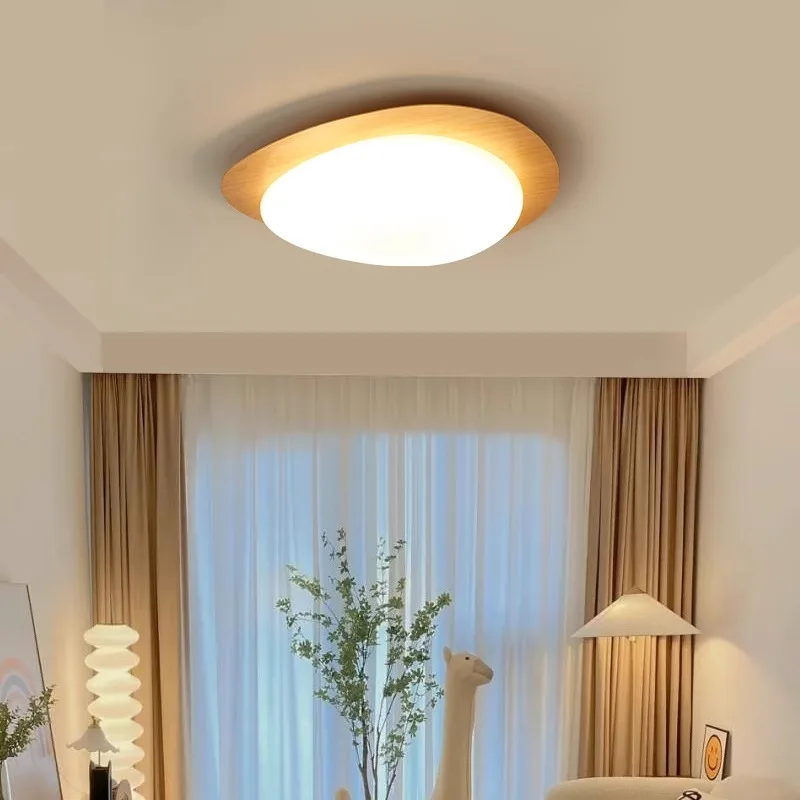 Walnut Color Acrylic Pebbles Shape Modern Retro Art Vintage Style Ceiling Light for Living Room Dining Room Bedroom Study