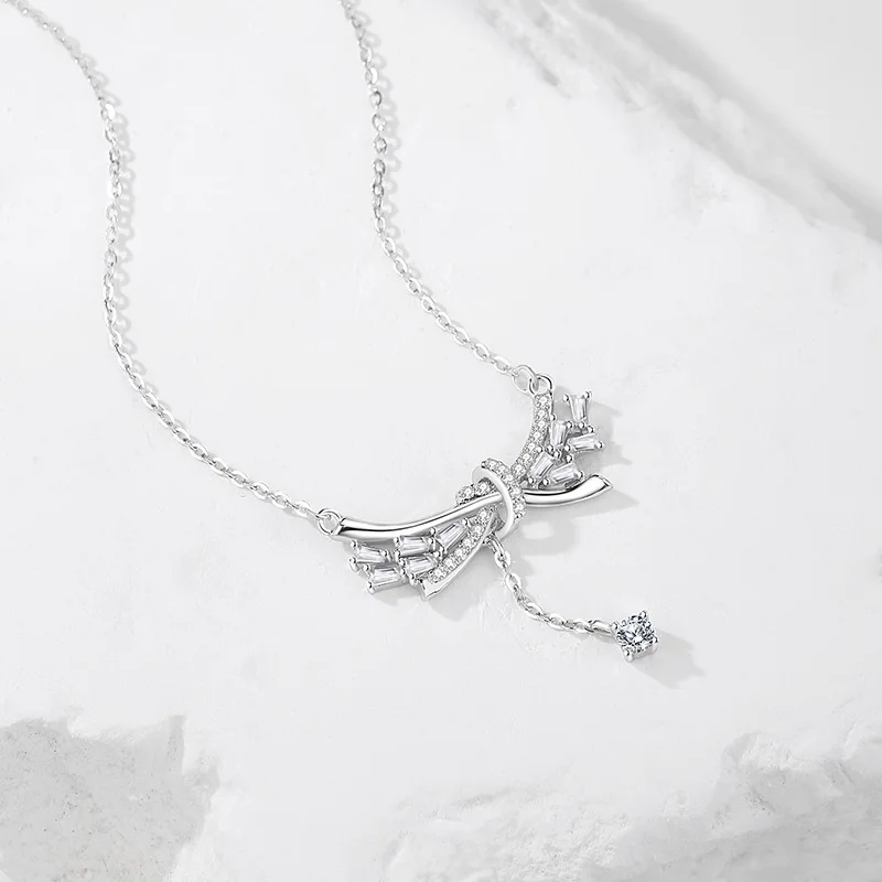 التصميم الأصلي S925 الفضة شرابة قلادة للنساء العصرية زهرة نمط الزركون اللؤلؤ لحفل زفاف خطوبة هدية فكرة #4