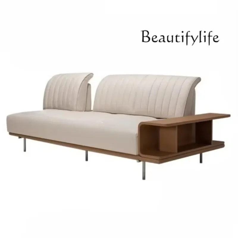 

Living room straight row fabric sofa modern simple cream wind technology cloth sofa household small apartment