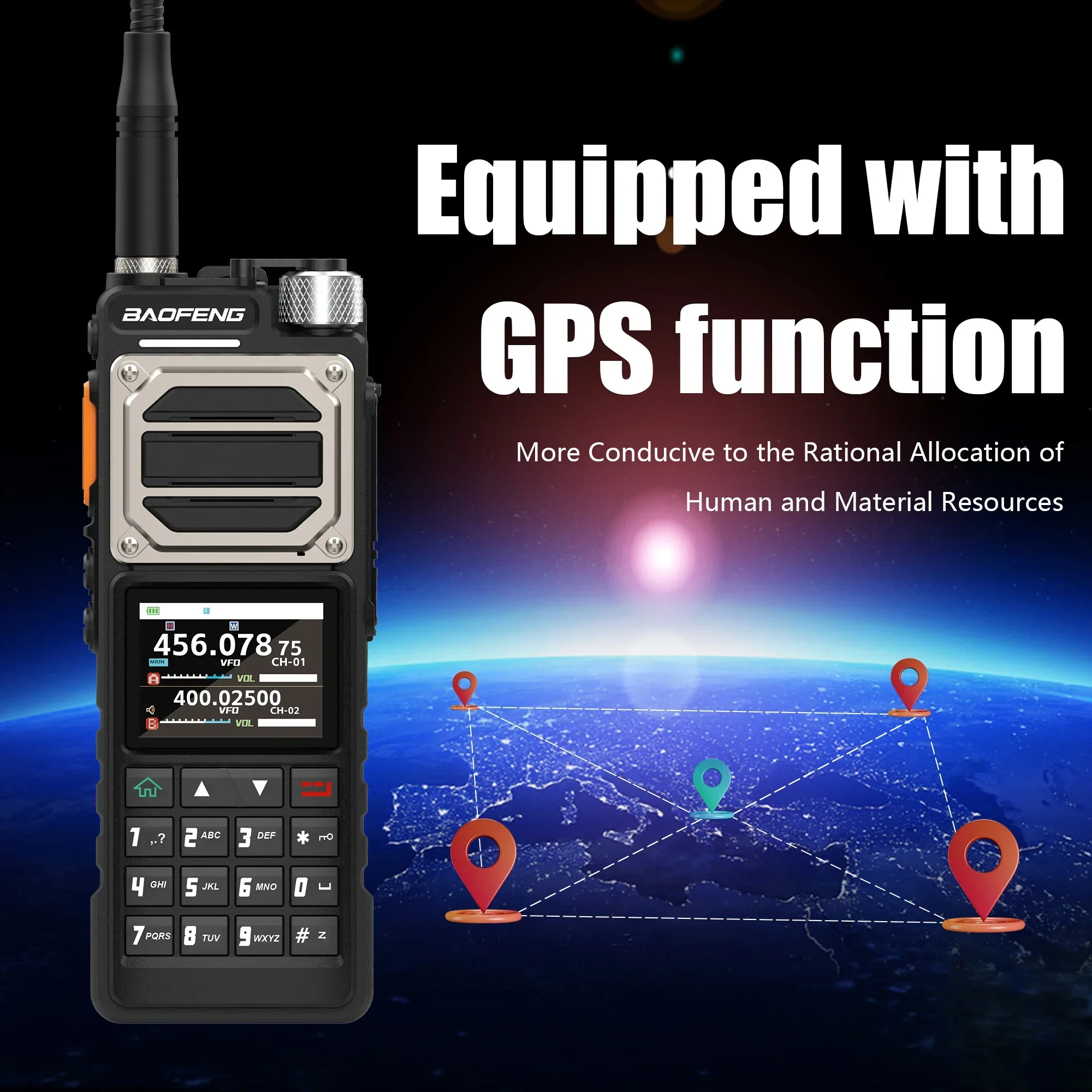 Baofeng UV-25 Pro GPS Walkie Talkie 10W Max Fall Alarm Dual Band VHF UHF Radio AM/FM Frequency Copy USB-C Charger Updated UV-25M