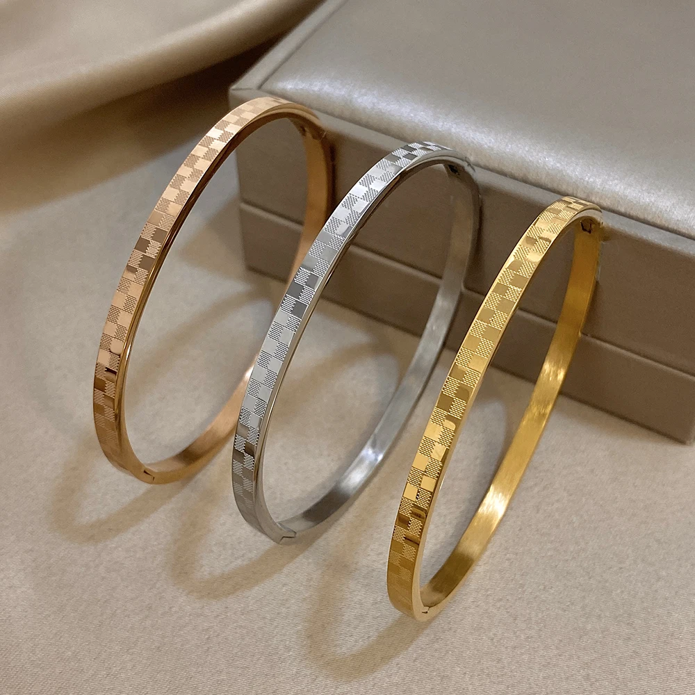 3 Pieces Simple Waterproof Stainless Steel Bangle Bracelet Women Fashion Elegant Geometric Stackable Round Bangle Jewelry Gifts