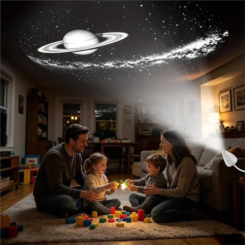 Exquisite-Starrys Projector Night Light Adjustable Brightness Galaxy Star Projector Night Light For Bedroom Projection Films