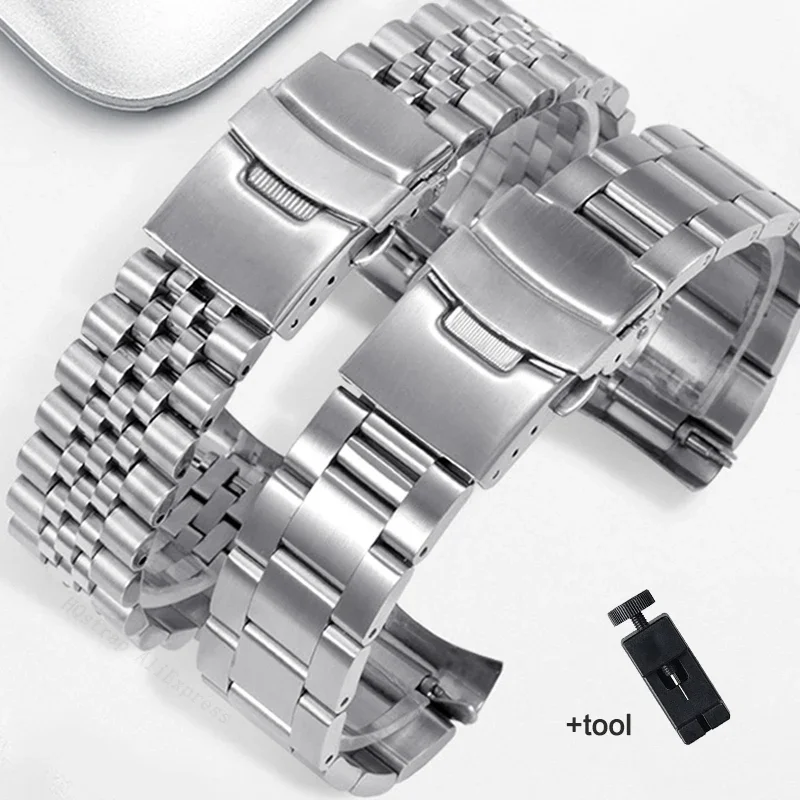 Bracelet en acier inoxydable pour montre SeATM, bracelet incurvé Jubilee, huître, 18mm, 19mm, 20mm, 21mm, 22mm, 23mm, 24mm, 26mm, 28mm, 30mm