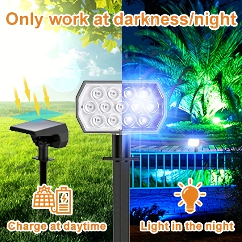 Solar Spot Lights Outdoor Color Changing 7 Modes Christmas IP65 Waterproof Landscape Spotlights Dusk To Dawn For Patio Garden