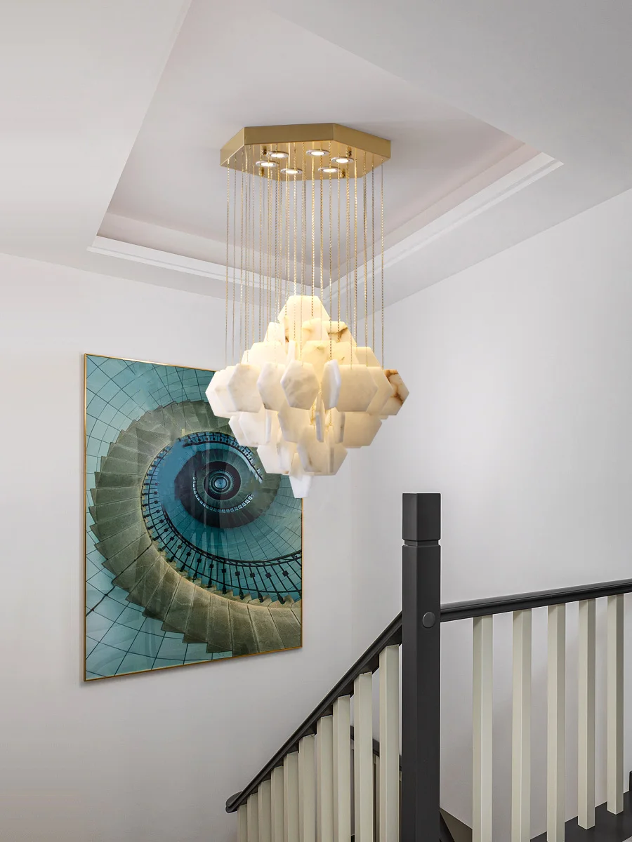 Modern Artsy Hanging Lamps For Ceiling Villa Shop Hotel Luxury Pendant Light Minimalist Natural Stone Chandelier Loft Room Decor