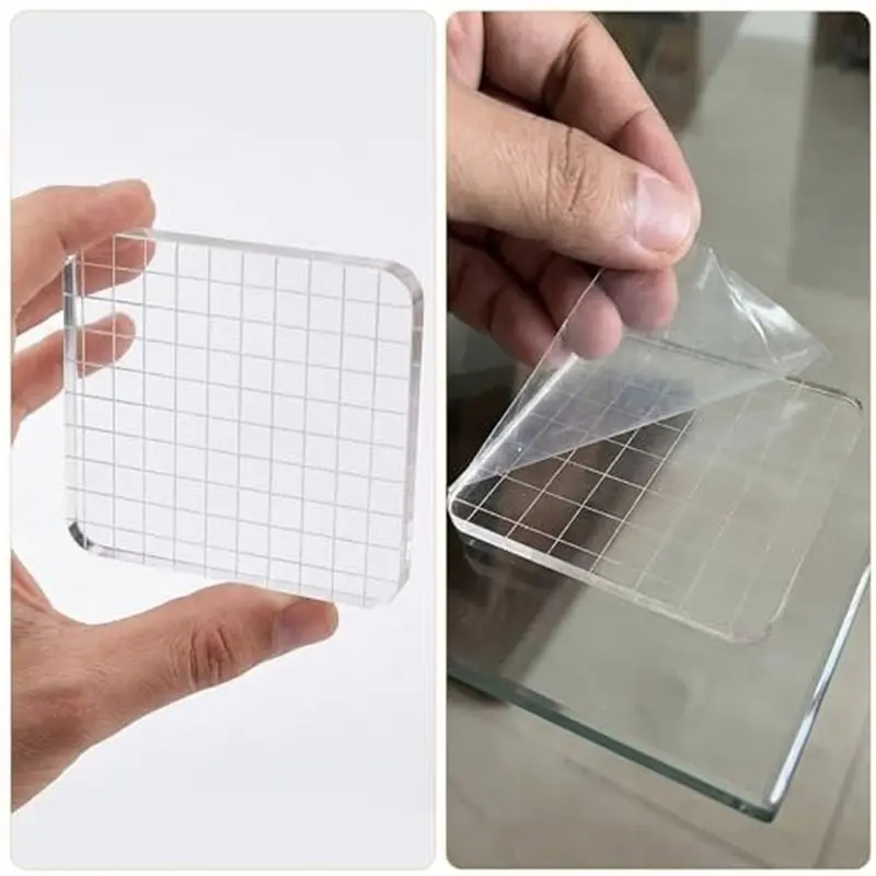 【CYBER MONDAY】Acrylic Stamping Blocks Set(6 Pcs) With Grid Lines-3 Sizes Clear Stamp Block For Card Making, Crafting, DIY Scrapb