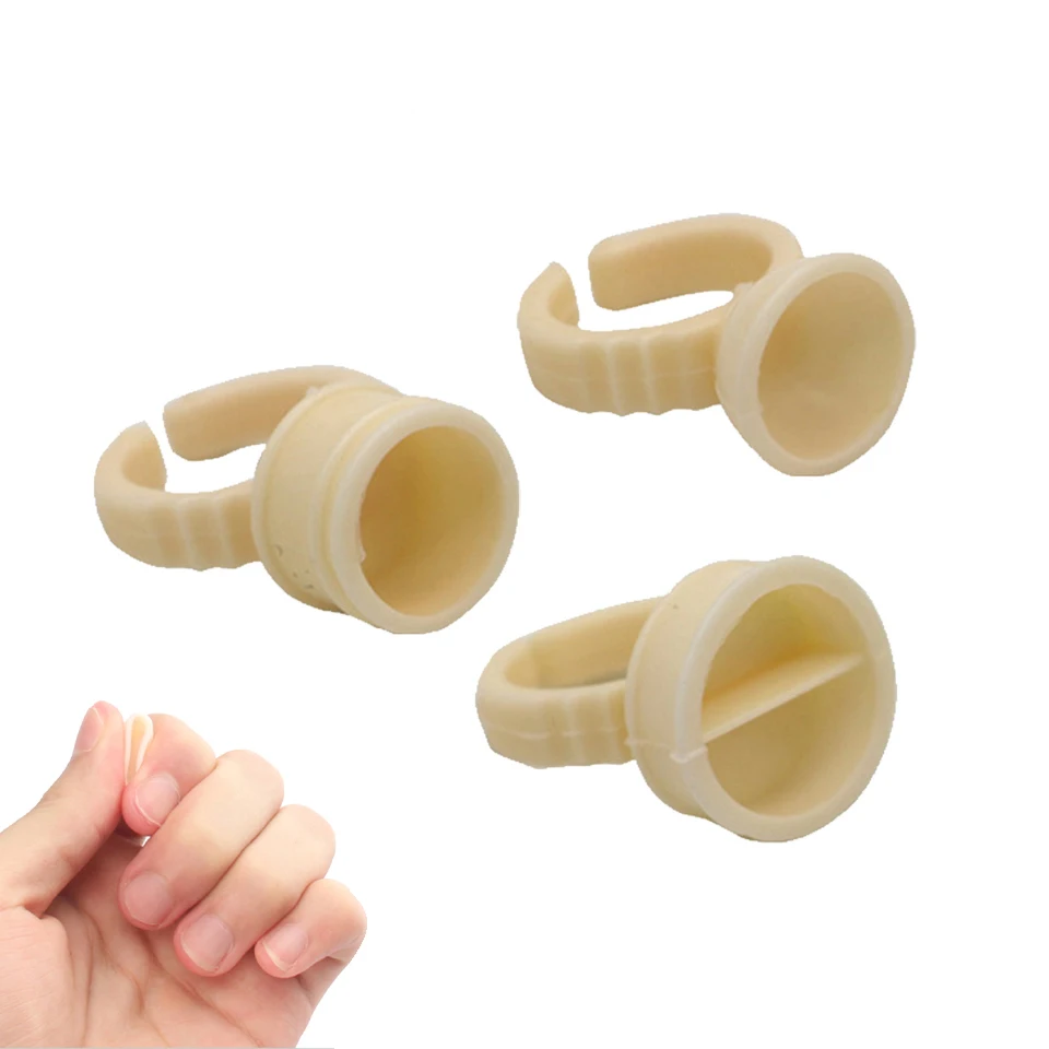 100PCS Disposable Plastic Silicon Tattoo Ring Cups Containers Holder For Permanent Makeup Eyelash Glue Tattoo Pigment Ink Cups