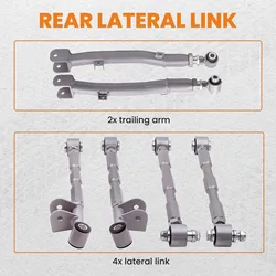 4x Rear Lateral Link + 2x Trailing Control Arms for Subaru Impreza WRX 2002-2007 Adjustable Kit