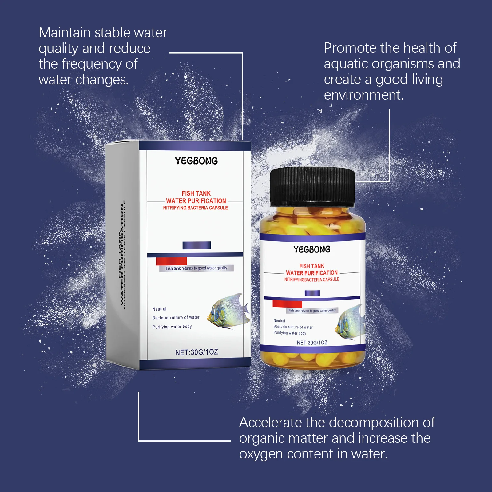 Yegbong Fish Tank Water Purification Capsule 30g Aquarium Stain Cleaner Special for Fish Tank Water Clarifier