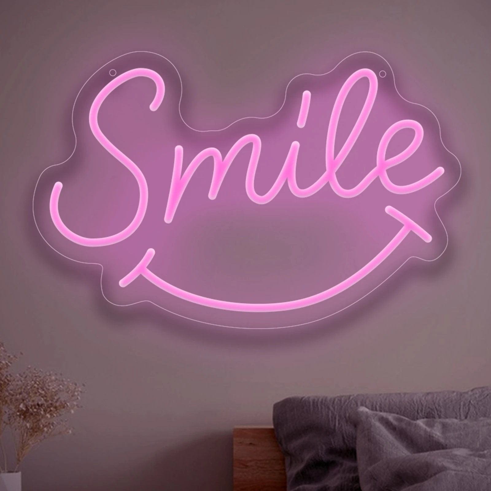 

Светодиодный неоновый свет Smile с питанием от USB и регулируемой яркостью для спальни, дома, вечеринки, клуба, человек, пещеры, атмосфера, настенный декор для девочки, подарок на день рождения