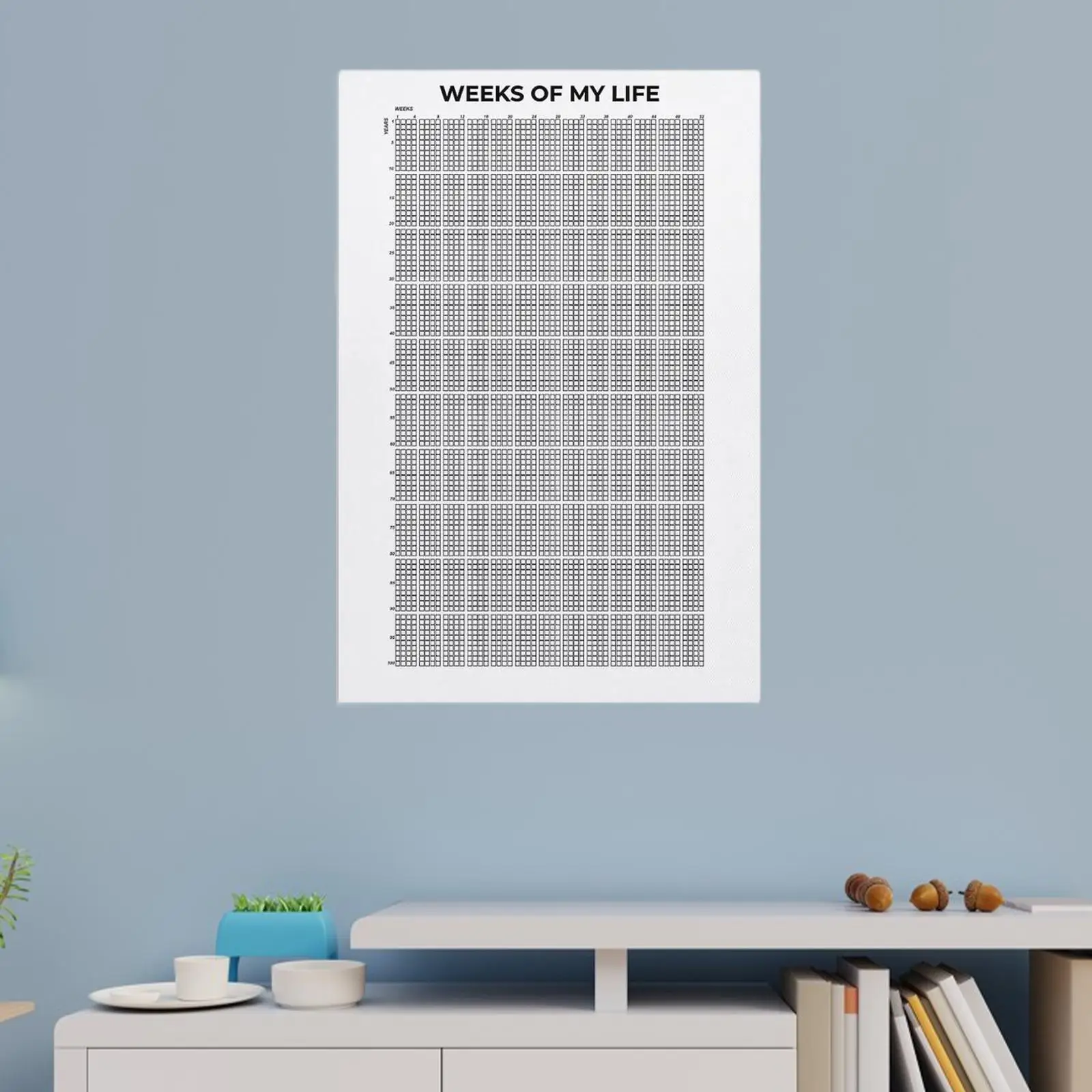 Weeks of My Life Calendar Wall Art DIY Wall Calendar for Study Room Kitchen