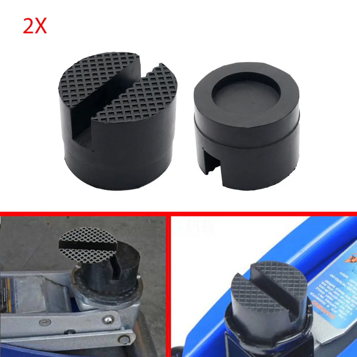 2Pcs Floor Slotted Car Lifting Jack Stand Rubber Pad Rubber Block Ramp Slotted Floor Jack Pad Frame Protector Guard Rail Adapter