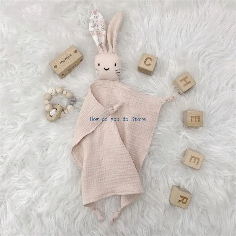 

19QF Cartoon Rabbit Sleep Toy Baby Teething Bib Appease Towel Security Blanket