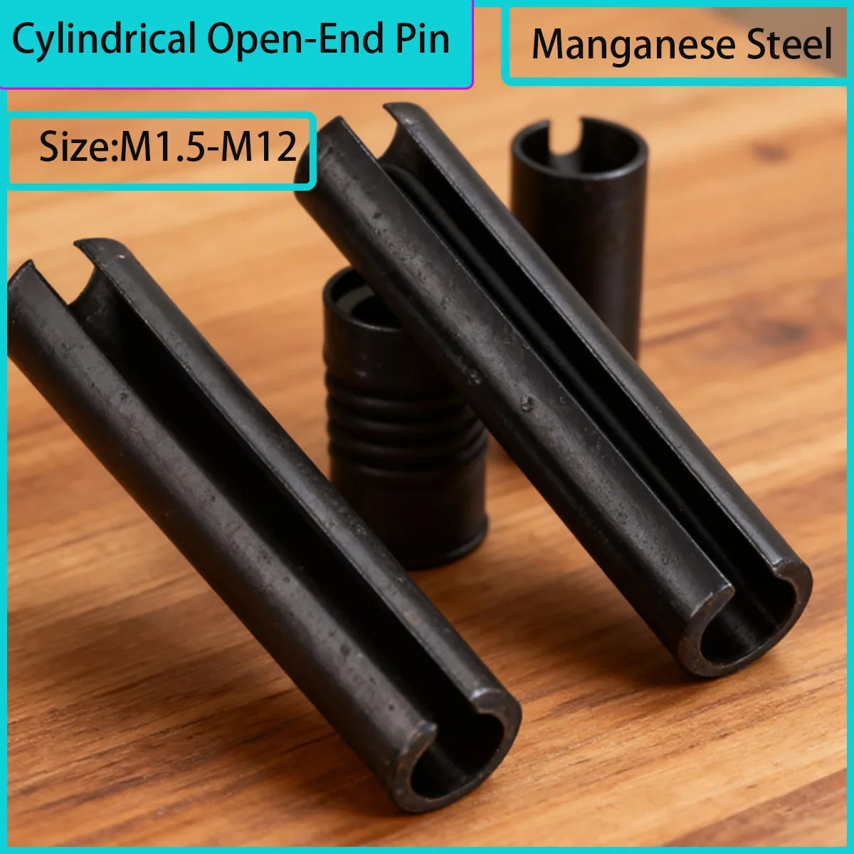 

M1.5-M12 Black Manganese Steel Cylindrical Hollow Pin Open Mouth Pin - Industrial Fastener for Machinery Repair Hardware Parts