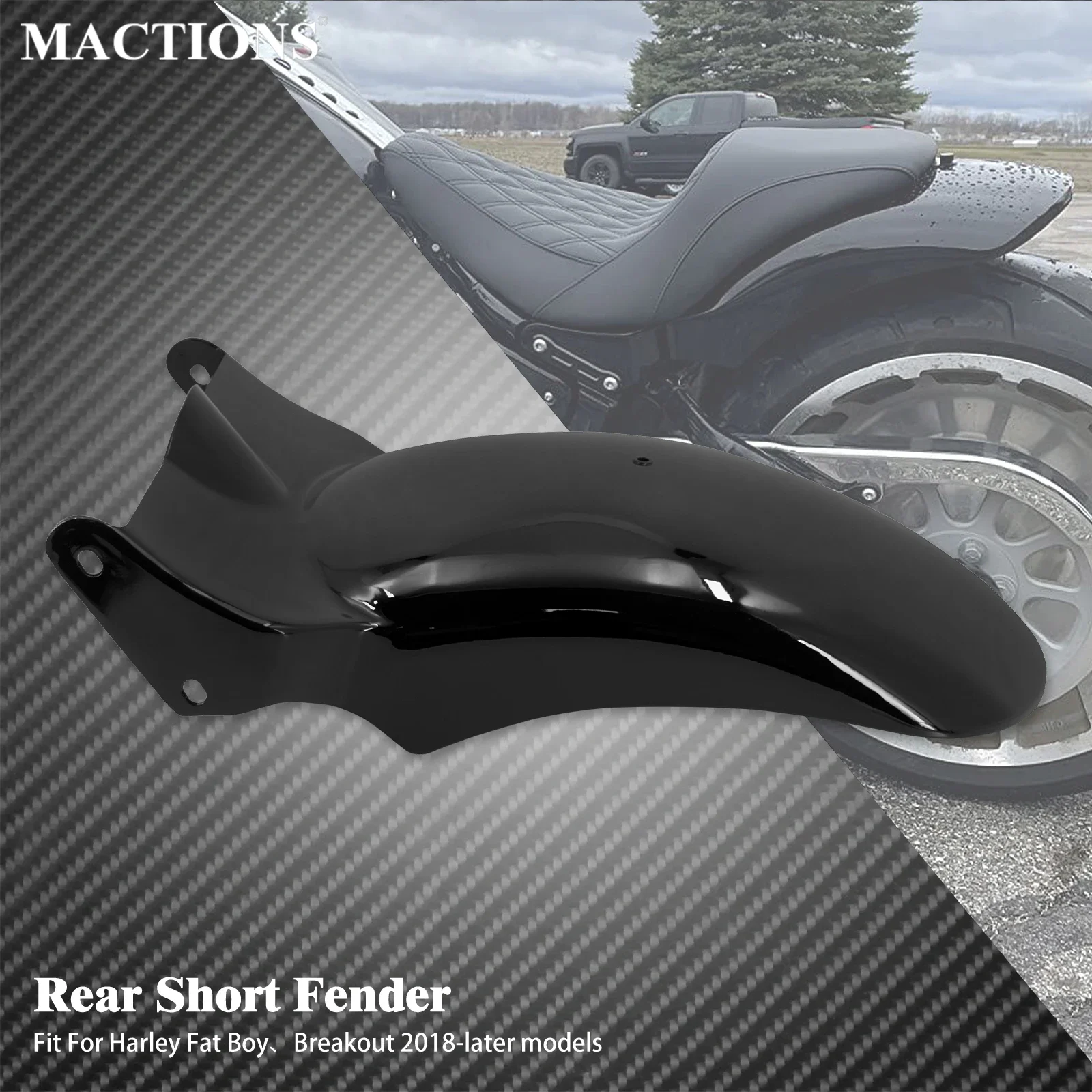 

Motorcycle Short Mudguard Mud Guard Black Rear Fender For Harley Softail Breakout Fat Boy FLFB FXBR 2018-Later