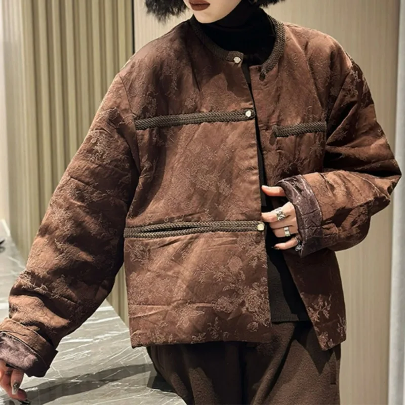 

2025 New Winter Chinese Style Jacket Women Fashion Advanced and Super Beautiful Brown Color Female Buttoned Jackets