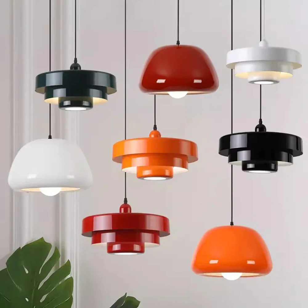 

Nordic LED Macaron Pendant Light Carbon Steel Aluminum White Dark Green Orange Illuminations for Restaurant Living Rooms Fixture