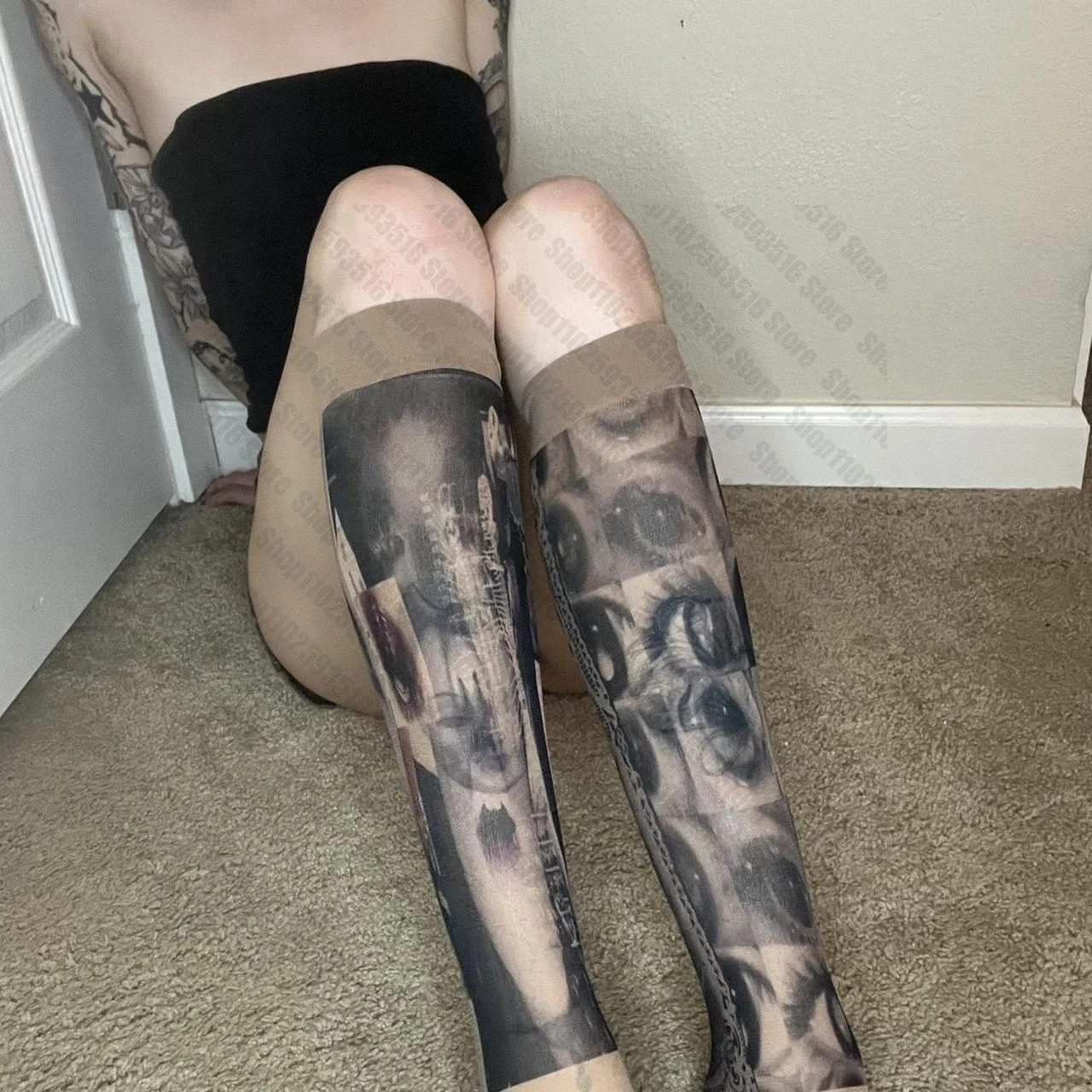 Medias Y2k Emo Lolita Harajuku hasta la rodilla calcetines pantimedias Cosplay Sexy Shoopy fetiche Punk calcetines largos mujer medias góticas