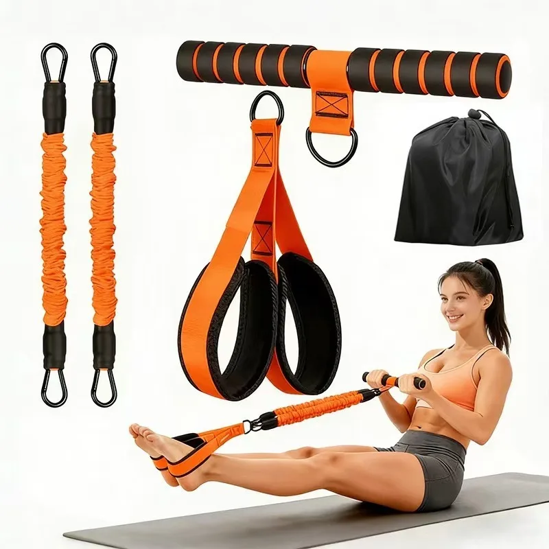 Upgraded Multifunction Pedal Resistance Band with Handle 3 Tube Adjustable Resistance Bands for Abdomen Waist Arm Core ABS Leg