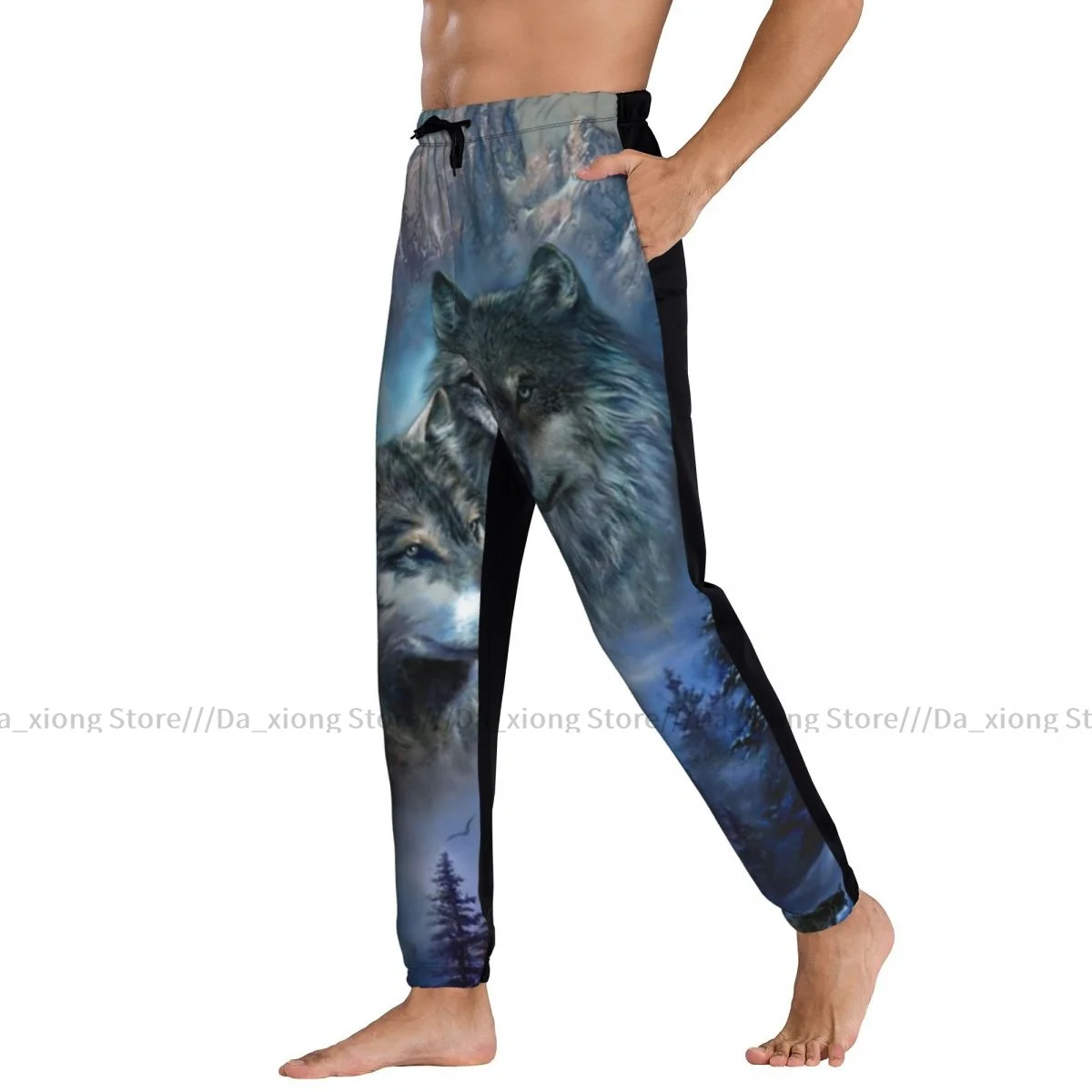 Pantalones de chándal informales para hombre, pantalón de gimnasio, Fitness, al aire libre, Wolf