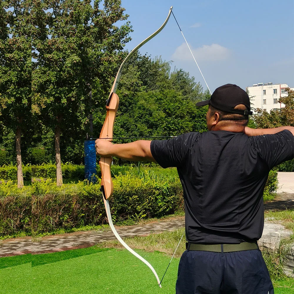 Wooden recurve bow for archery - 48-70 inches 10-34lbs Takedown Right Hand Split Bow Riser Limbs For Outdoor Shooting Hunting