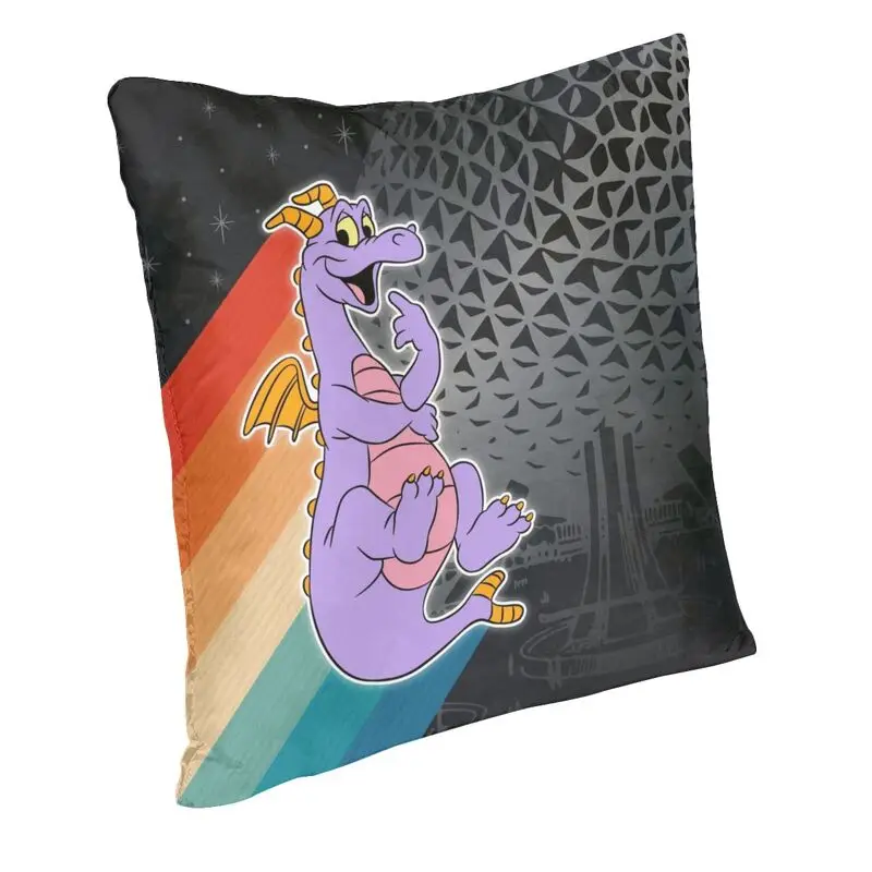 Figment Rainbow Dragon Throw Pillow Case Home Decor Square Epcot Center Dinosaur Cushion Cover 45x45 Pillowcover for Living Room