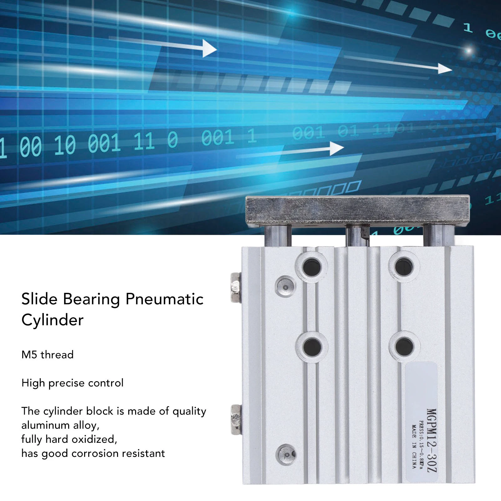 

Компактный направляющий цилиндр, высокая точность, двойного действия, диаметр 12 мм, ход 30 мм, компактный цилиндр, 3 стержня для промышленного воздуха, пневматики