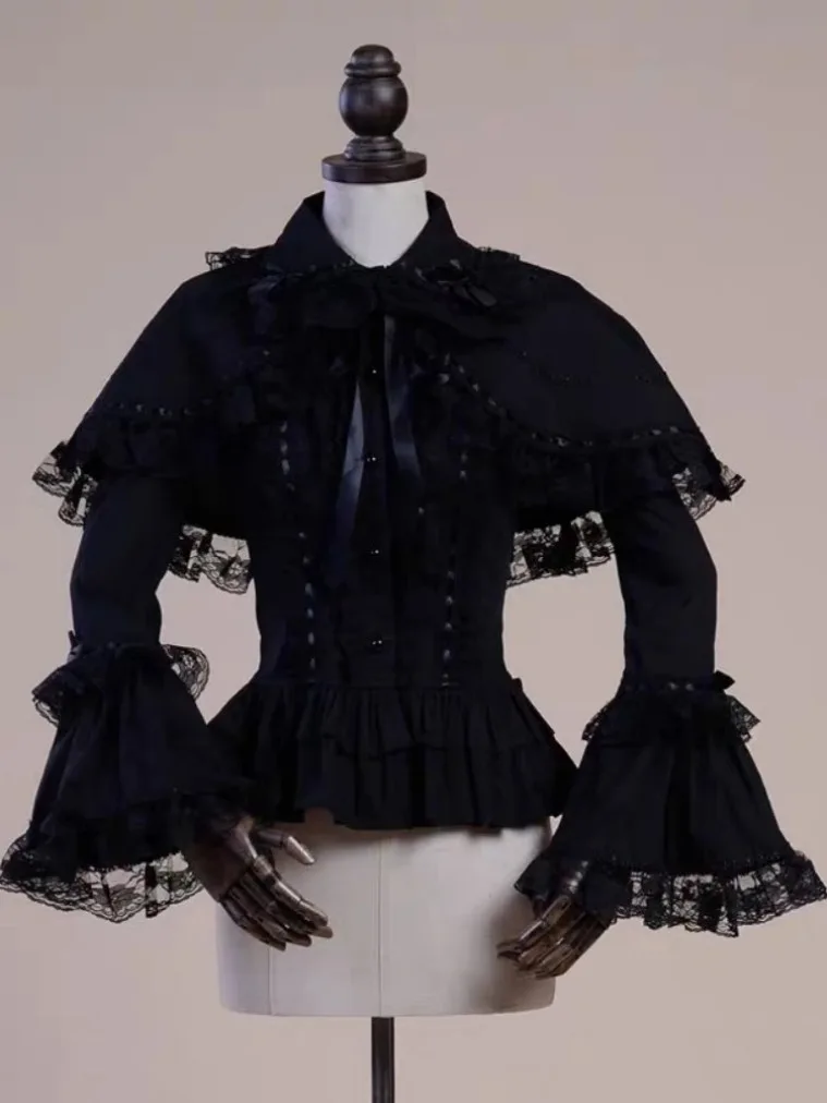

Japanese Y2k Kawaii Girl Sweet Cute Lolita Flare Sleeve Shirt Women JK Slim Fit Blusas Aesthetic Lace Ruffle Patchwork Blouse